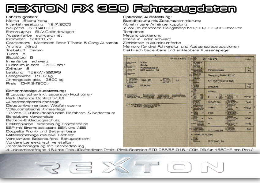 Rexton RX 320 - Daten-Detail